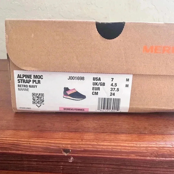 New Merrell J001698 Retro Navy Women's Size 7 Alpine Moc Strap Polar Shoes - Picture 2 of 12